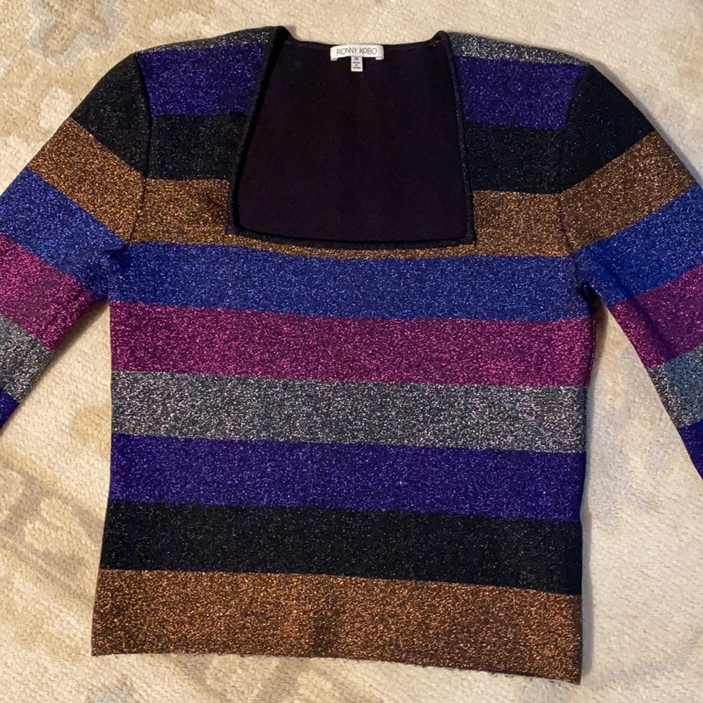 Ronny Kobo metallic bold scuba stretch LS top